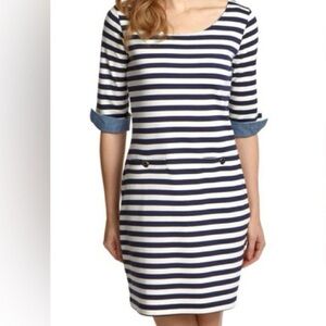 JOULES MARINERS BLUE STRIPED NAUTICAL COASTAL MIDI DRESS